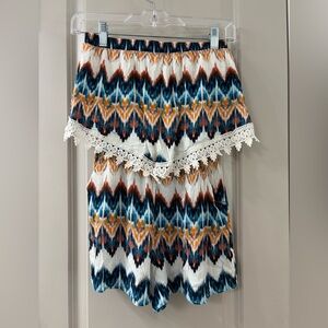 Xhilaration Multicolor Sleeveless Romper with Lace